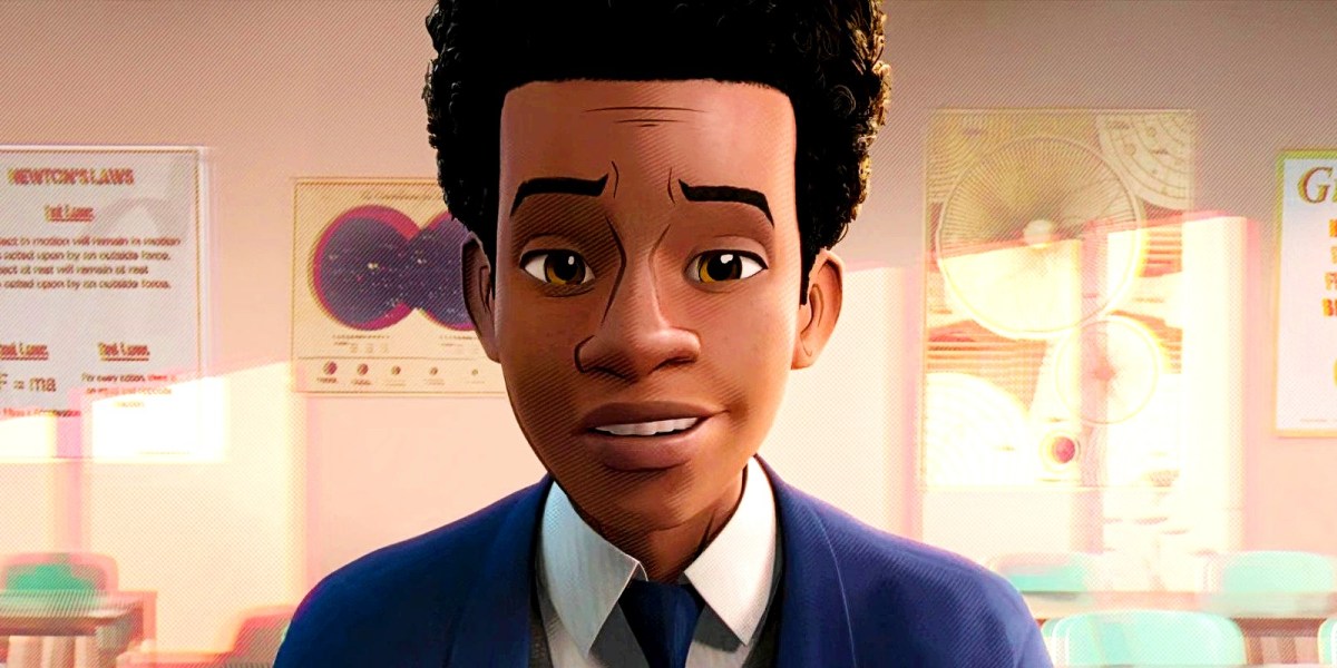 Shameik Moore as Miles Morales in a suit in Spider-Man Into The Spiderverse