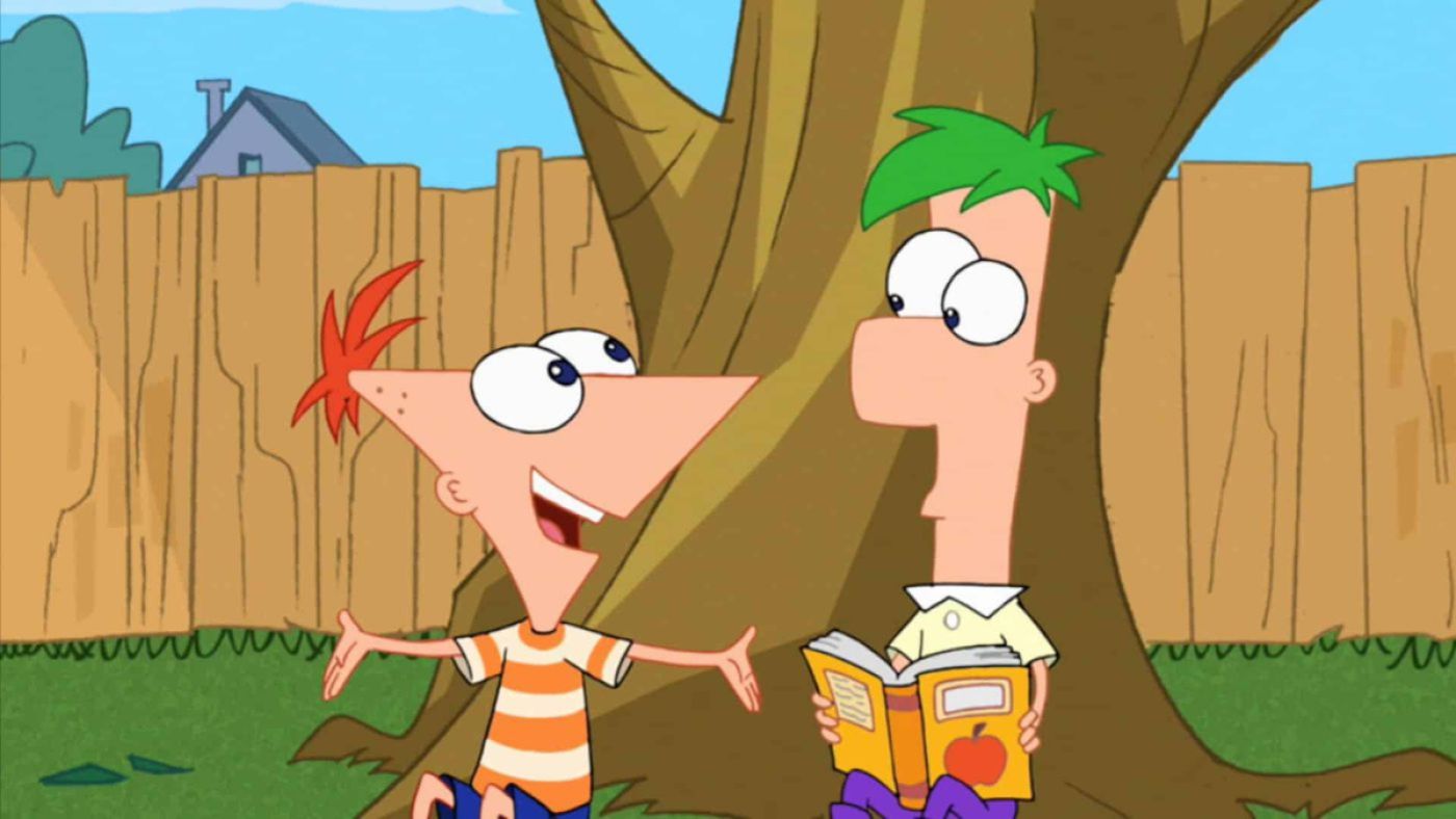 Vincent Martella as Phineas and Thomas Brodie-Sangster as Ferb in Phineas and Ferb
