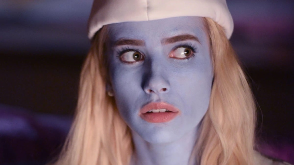 Chanel with smurf skin in Scream Queens Halloween ep