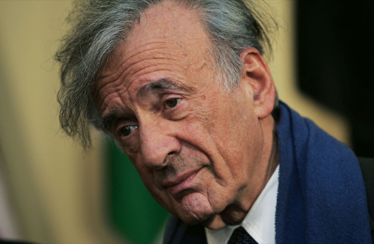 Holocaust survivor and Nobel prize winner Elie Wiesel attends a press conference after Interfaith Leaders delegation meeting at the United Nations.
