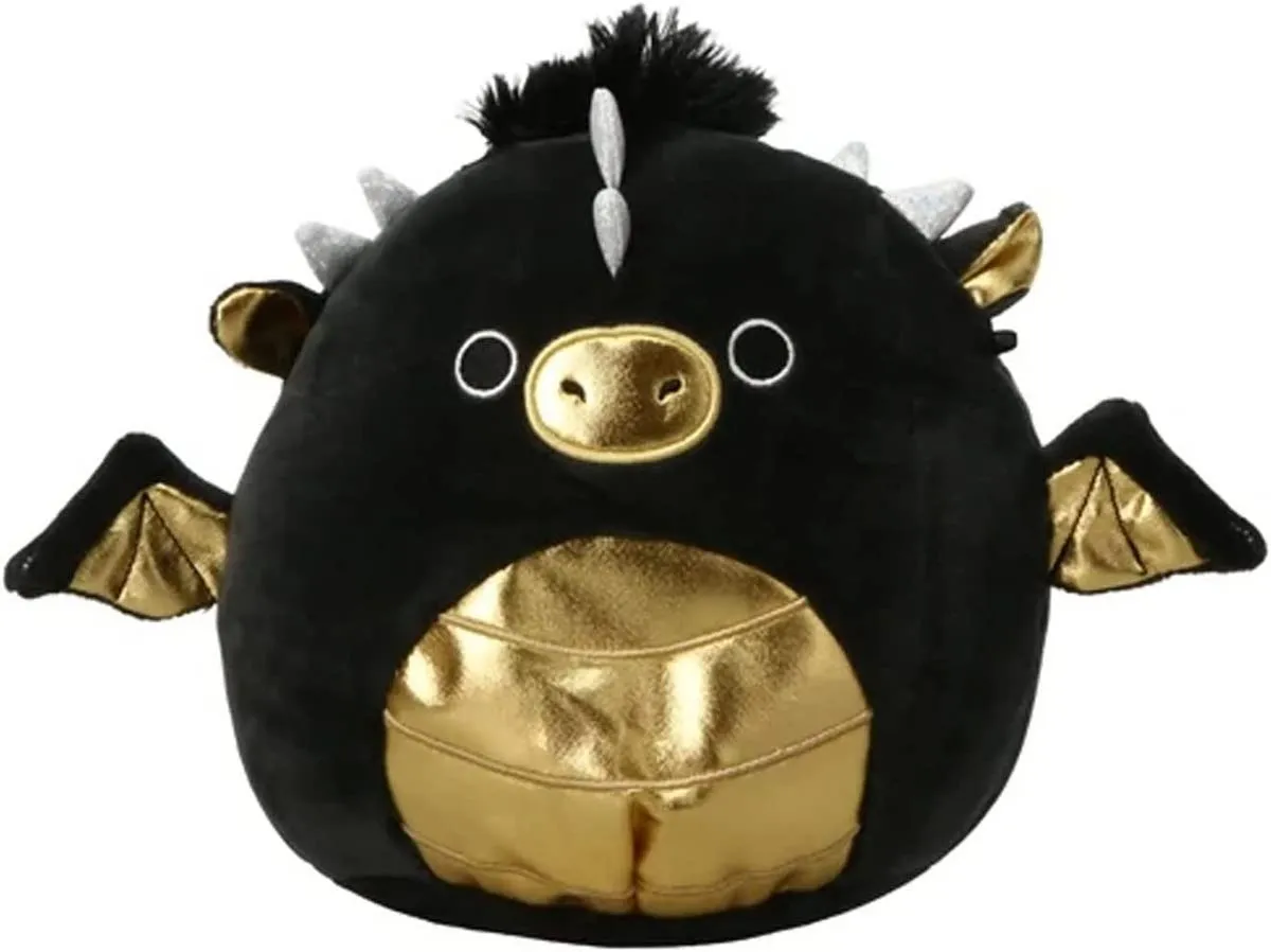 A black dragon with gold wings, stomach and nose