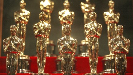 A display of Oscar statues.