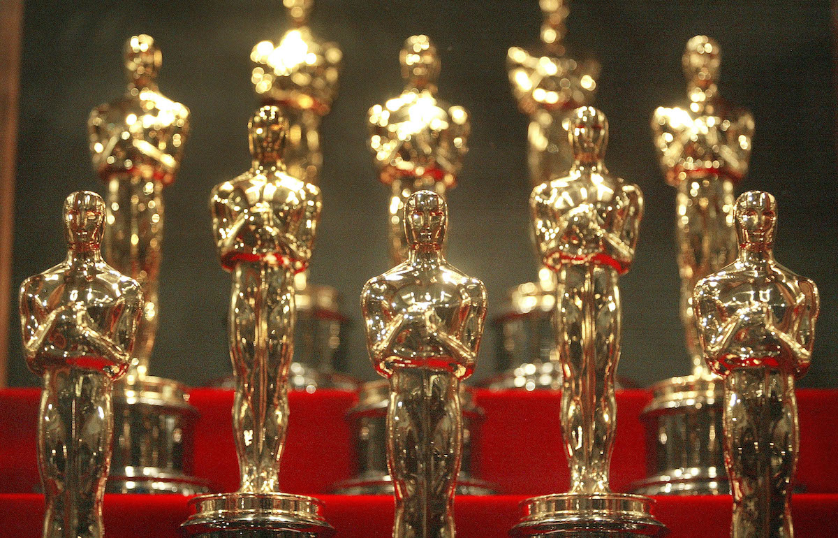 A display of Oscar statues.