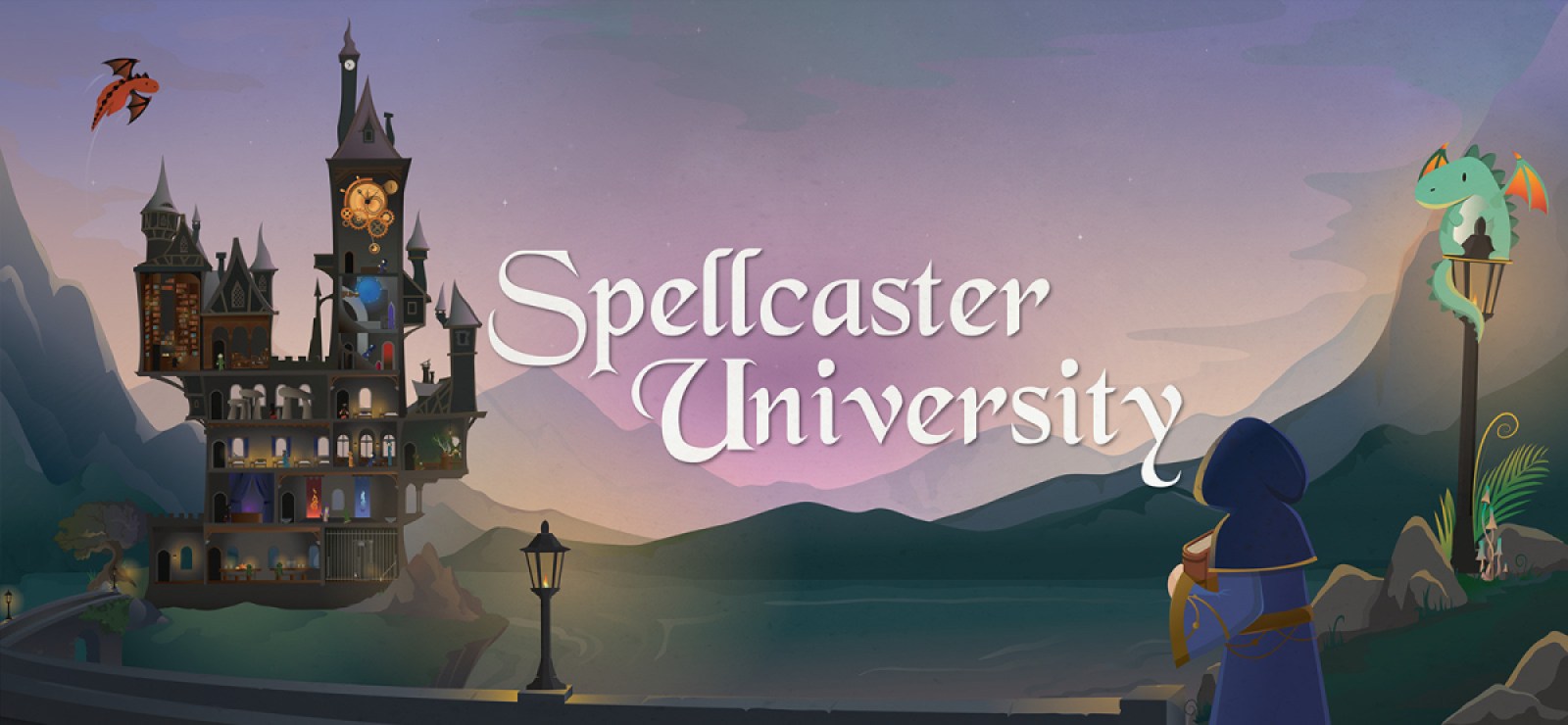Spellcaster University's artwork, featuring a magical castle