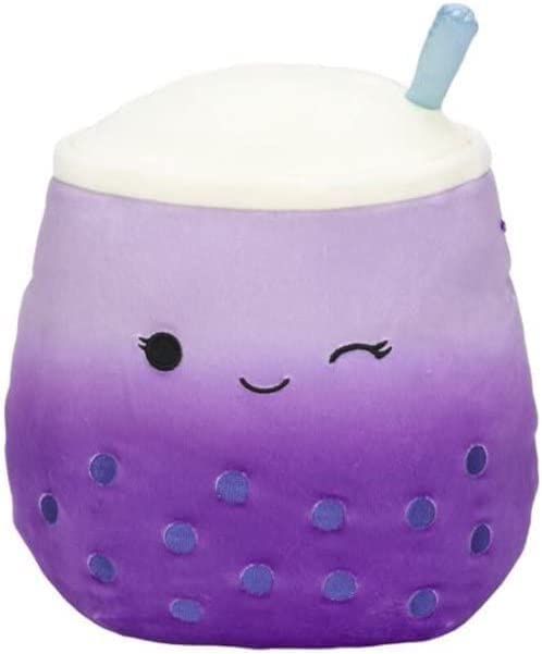 A winking purple boba tea Squishmallow