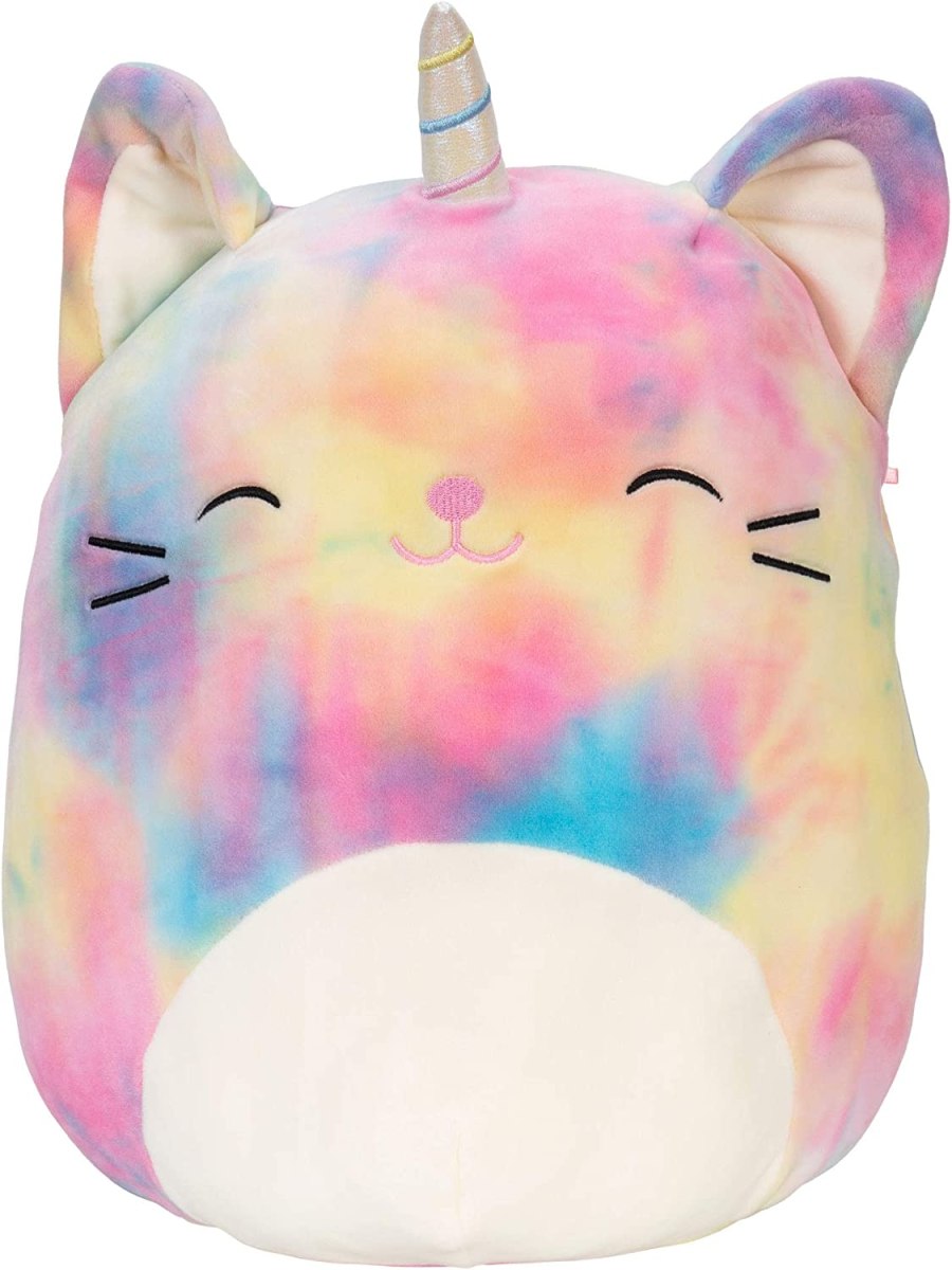 A rainbow tie dye caticorn Squishmallow