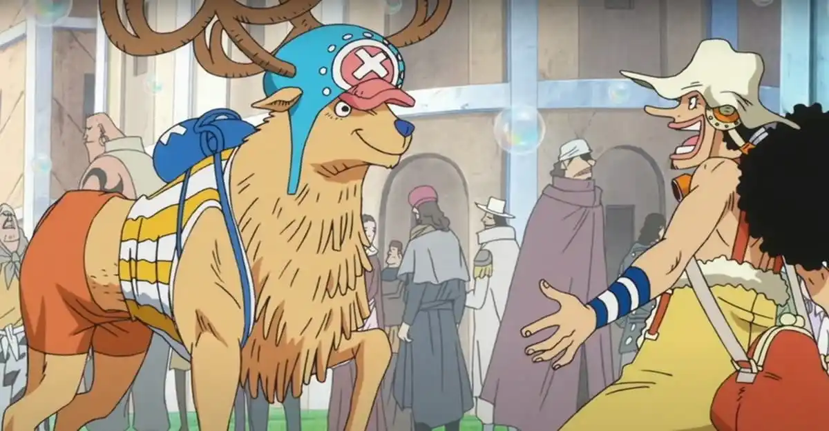 Tony Tony Chopper greets Usopp in his Walk Point / Reindeer Form after the time skip in One Piece
