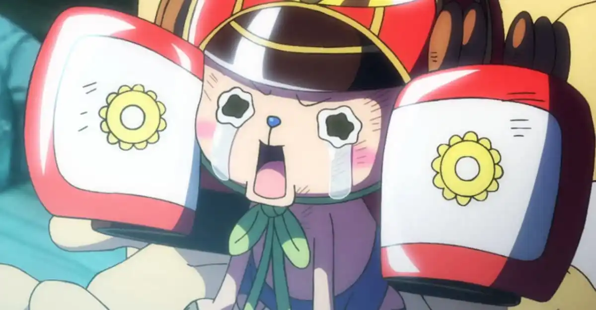 Tony Tony Chopper dismayed at the proceedings of the Onigashima Battle in his Baby Geezer form in One Piece
