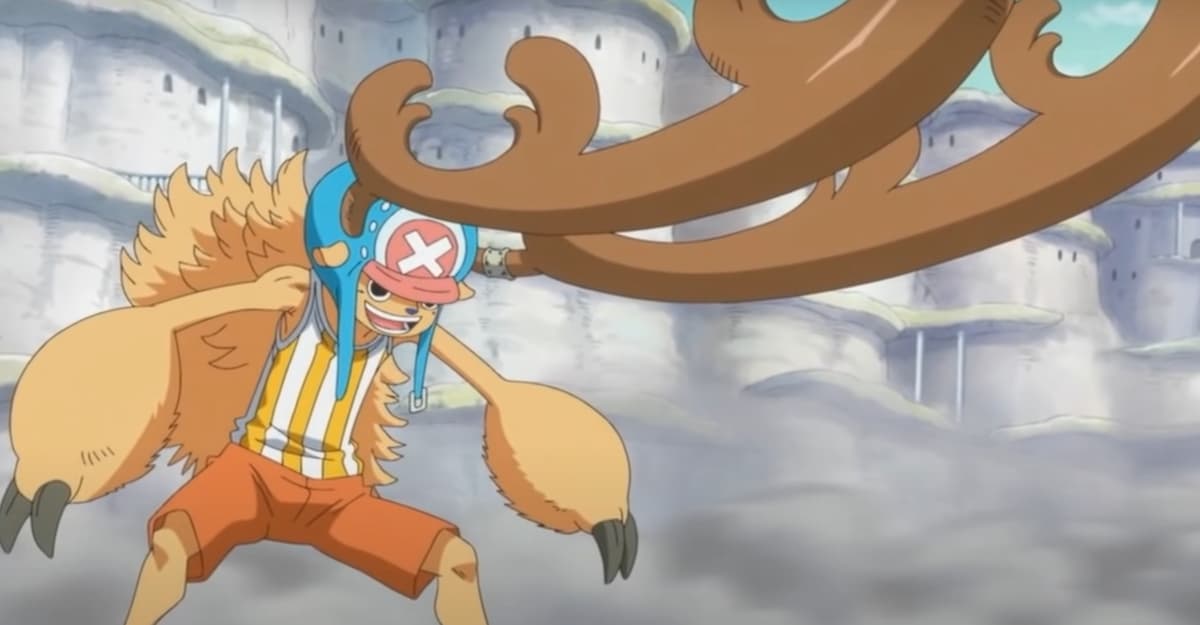 Tony Tony Chopper showing off his post-time skip Horn Point in One Piece