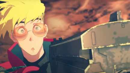 Vash the Stampede realizes he's out of bullets in Trigun Stampede