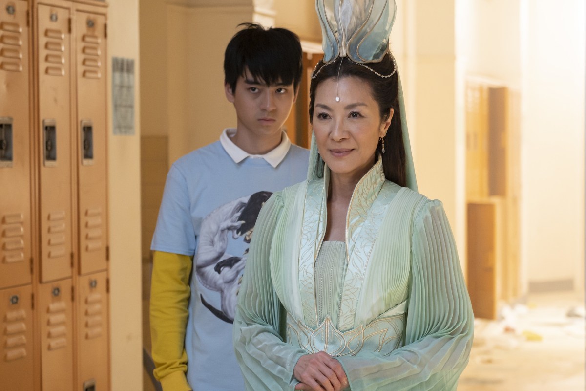 Michelle Yeoh as Guanyin, and Ben Wang as Jin Wang.