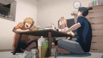 Denji, Aki, and Power have fun at the dinner table during ending 12 of Chainsaw Man