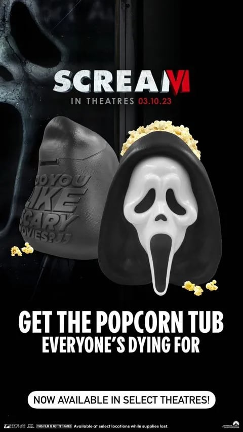 Ghostface popcorn bucket by Cinemark