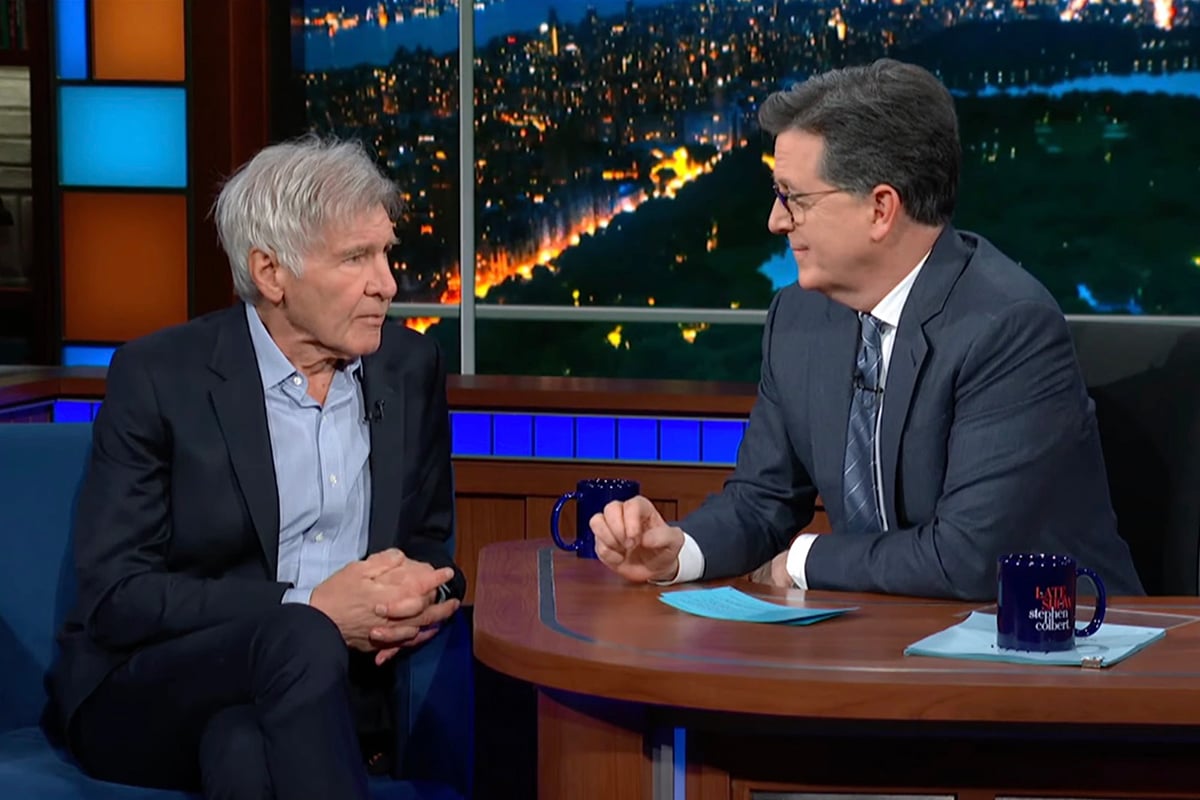 Harrison Ford and Stephen Colbert together
