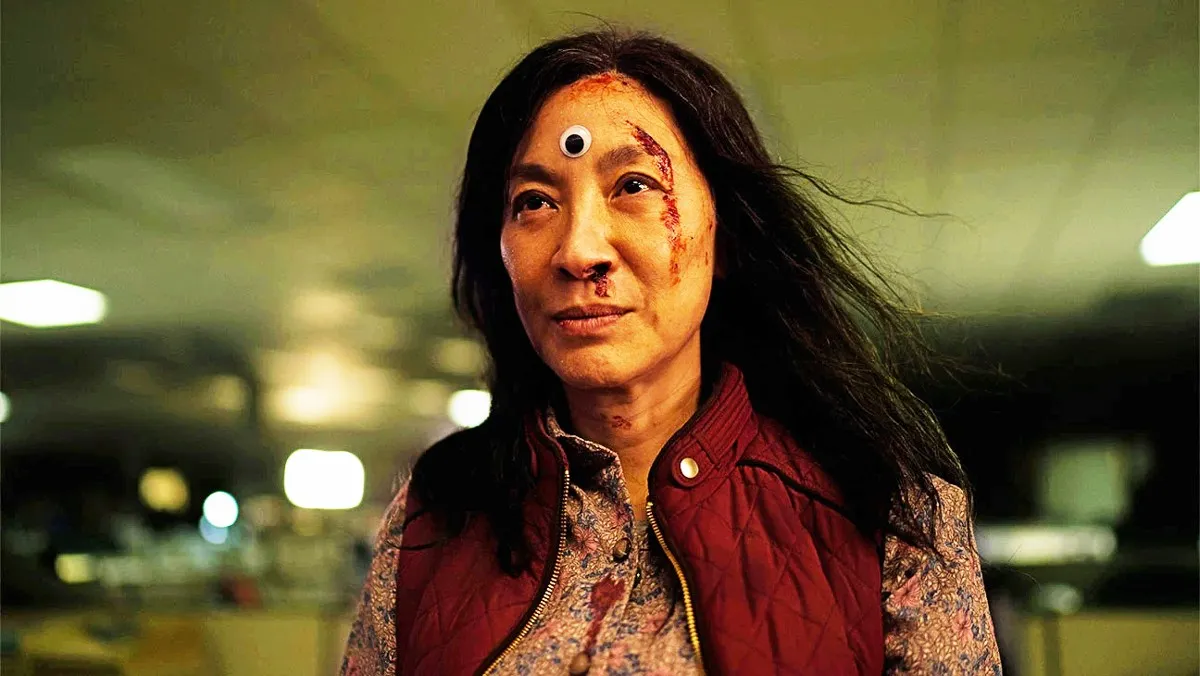 Michelle Yeoh as Evelyn Quan Wang with a third eye in Everything Everywhere All At Once