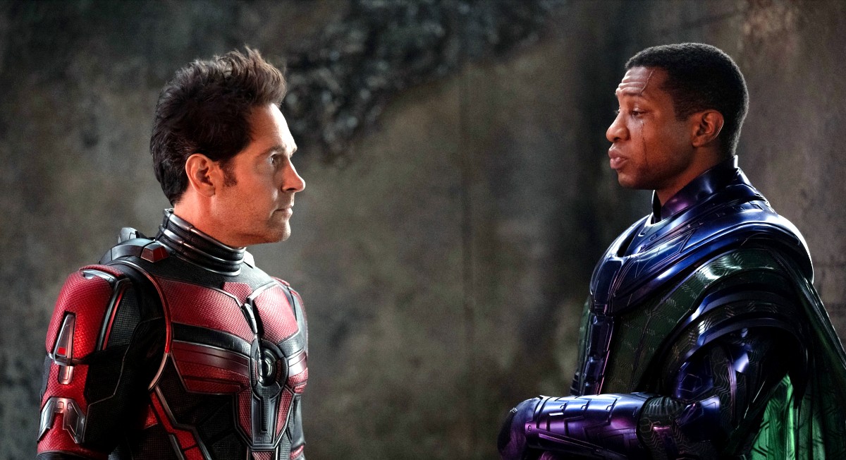 Paul Rudd's Ant-Man and Jonathan Majors' Kang the Conqueror have a conversation in Ant-Man and the Wasp: Quantumania