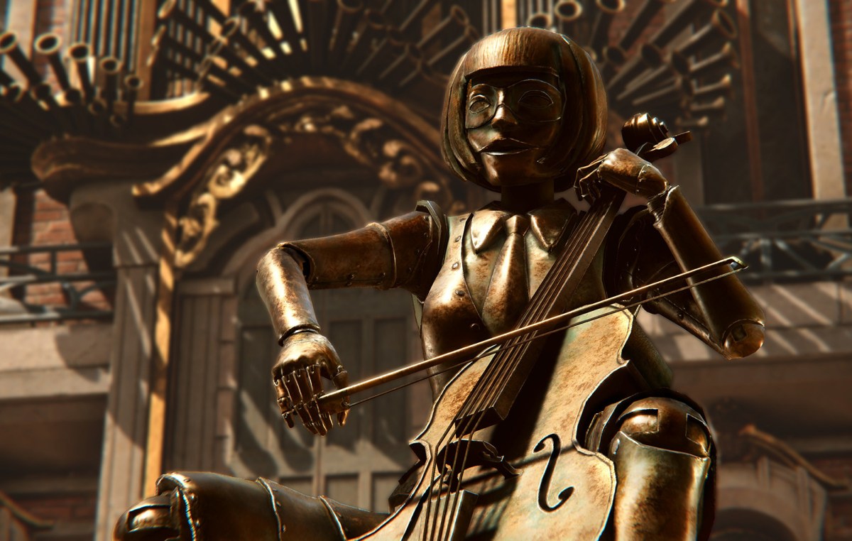 A cellist automaton, designed by Hans Voralberg, in Vaghen.