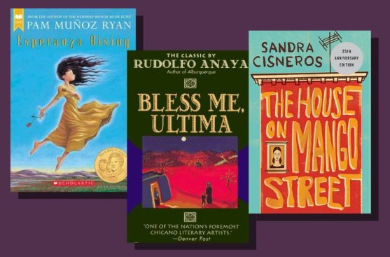 Three popular Chicanx books from before the 2010s by Pam Muñoz Ryan, Sandra Cisneros, and Rudolfo Anaya. 
