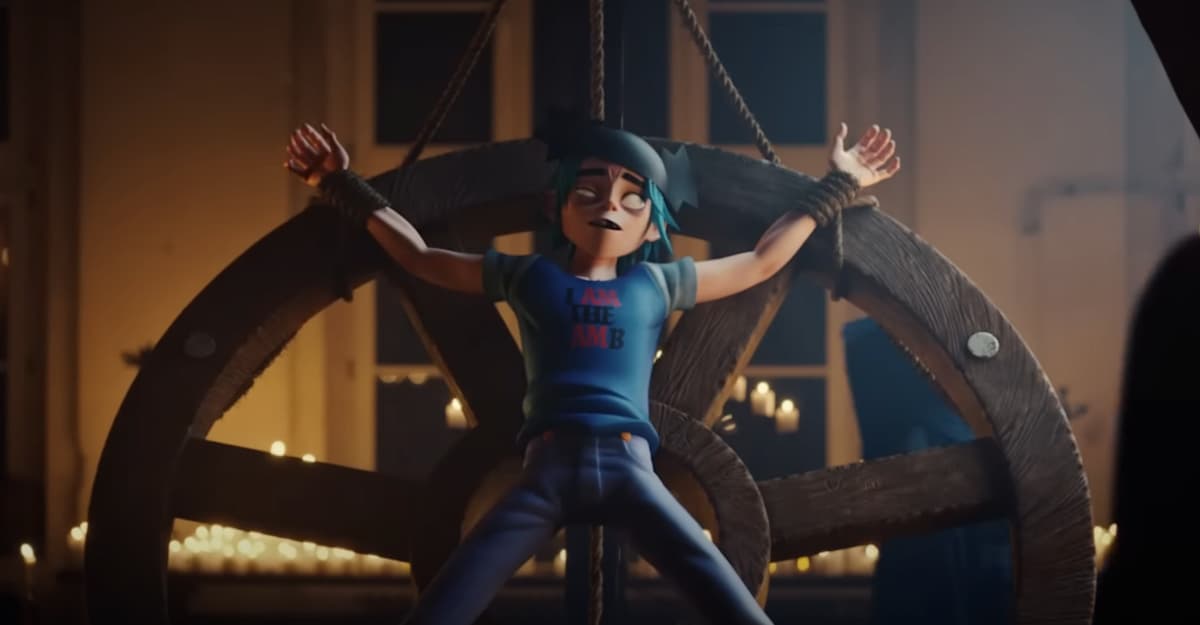 Screenshot from the music video for "Silent Running" by Gorillaz, off Cracker Island