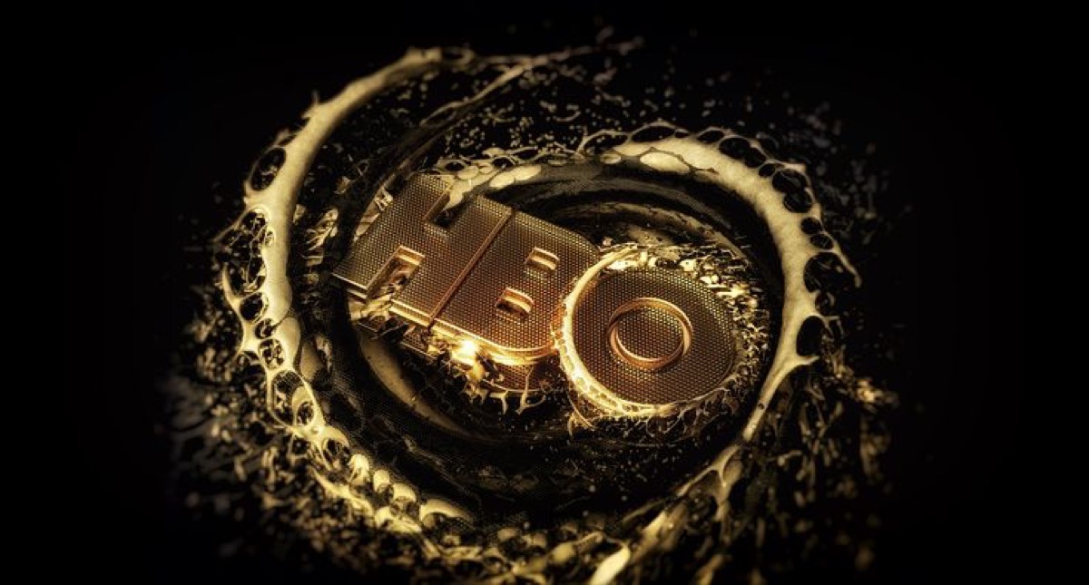HBO logo swirling in what looks like liquid gold.