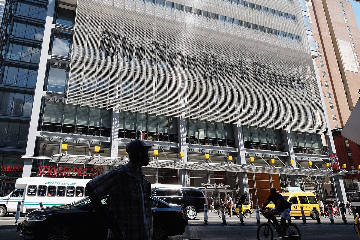 Front of the NYT building in New York