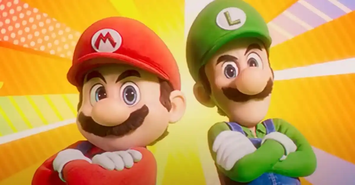 Mario and Luigi from the Super Bowl teaser for the Super Mario Bros. Movie