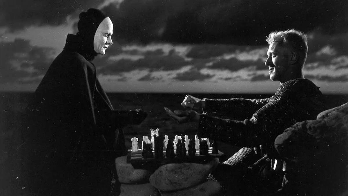 A crusader plays chess with death in "The Seventh Seal" 
