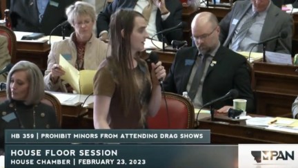 A woman (Zooey Zephyr) speaks from the Montana House floor.