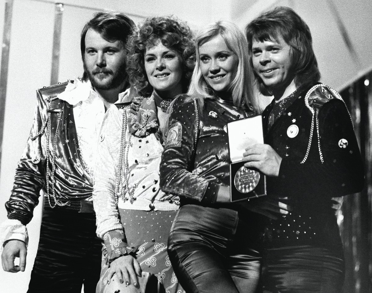 ABBA accepts the top prize at the Eurovision Song Contest in 1974