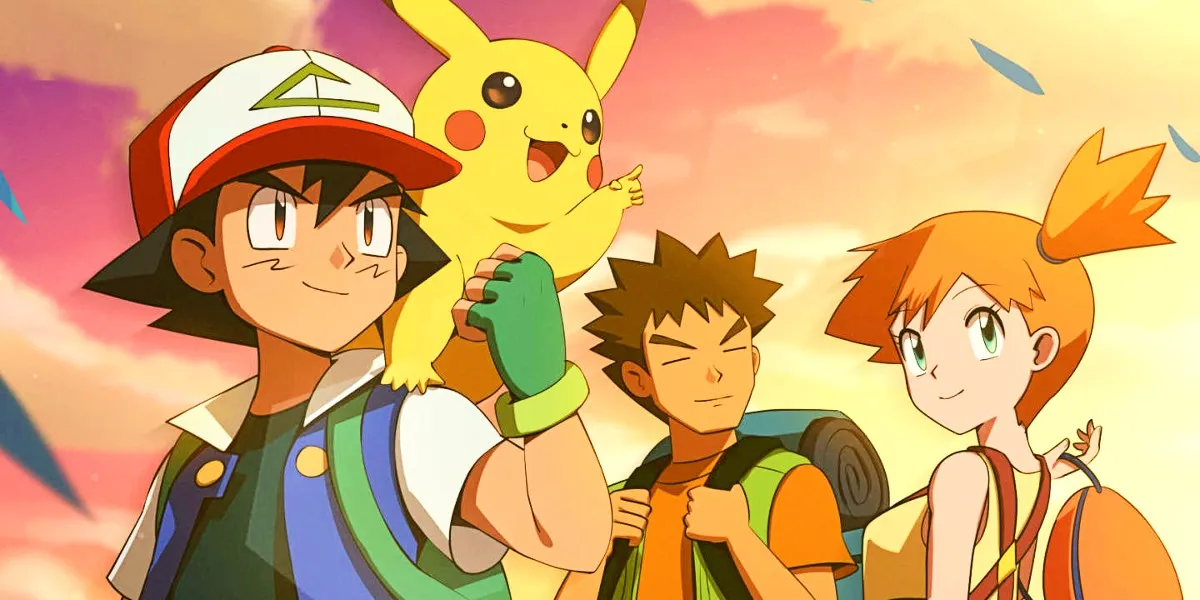 Ash, Brock, Pikachu, and Misty in Pokemon