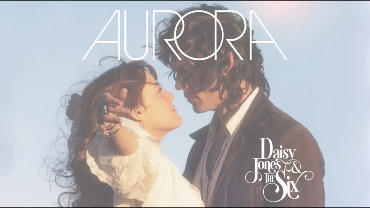 The cover of Aurora, featuring a man and a woman looking at one another romantically