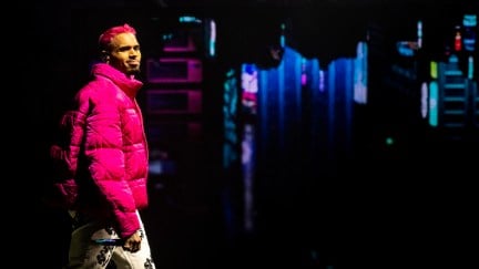Chris Brown performs on stage during the 