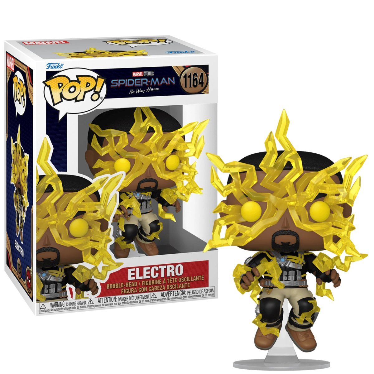 Electro Funko Pop, displayed in and out of box (Funko)