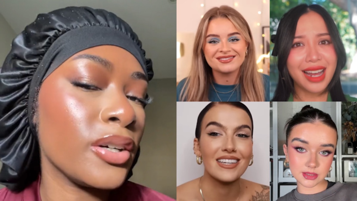 Compilation image of beauty influencers doing GRWMs