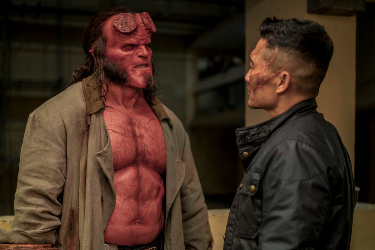 David Harbour as Hellboy and Daniel Dae Kim as Ben Daimio in 'Hellboy'