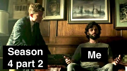 Rhys, looming over Joe, is labeled 