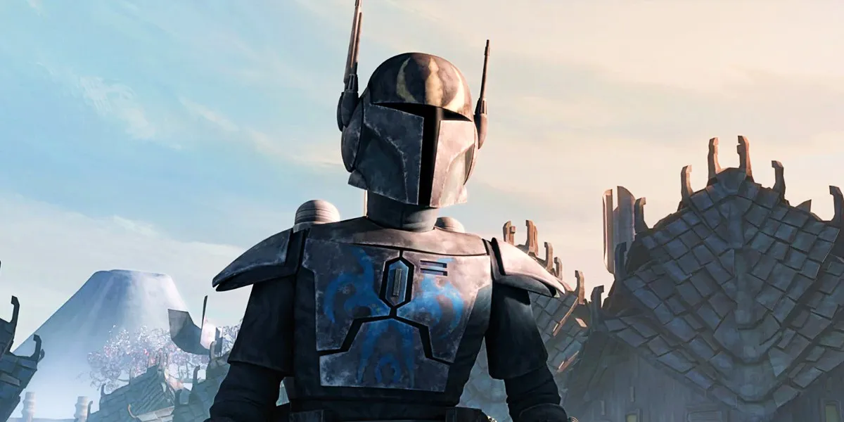 Jon Favreau as Pre Vizsla in Beskar armor in Star Wars: The Clone Wars