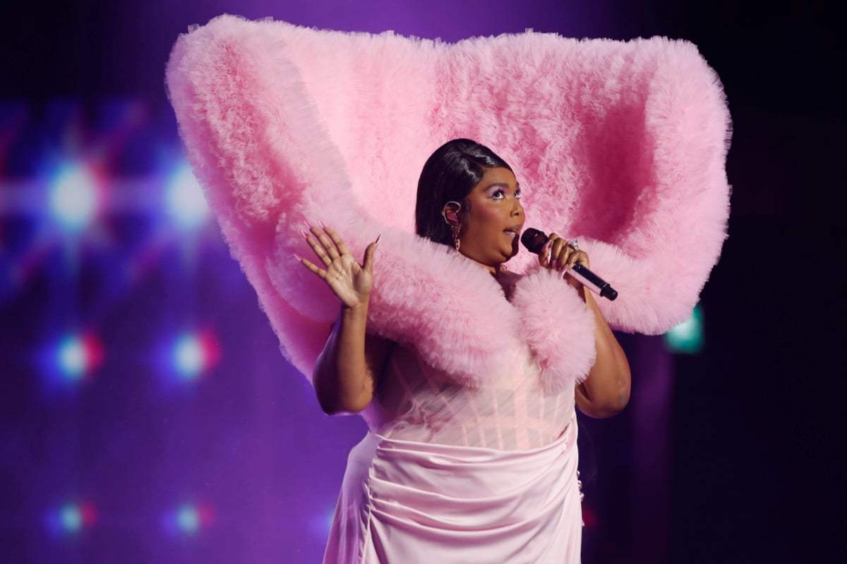 Lizzo performs at the BRIT awards 2023