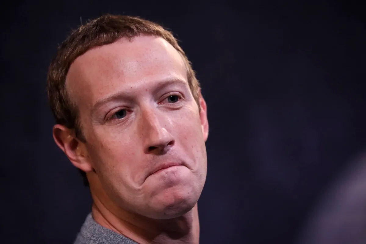 Meta CEO Mark Zuckerberg smiles sheepishly while speaking about the new Facebook News feature