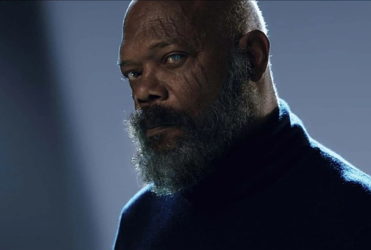 Samuel L. Jackson as Nick Fury in a promotional photo for Marvel's 'Secret Invasion' series