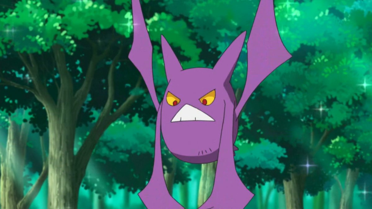 A Crobat flapping in the air