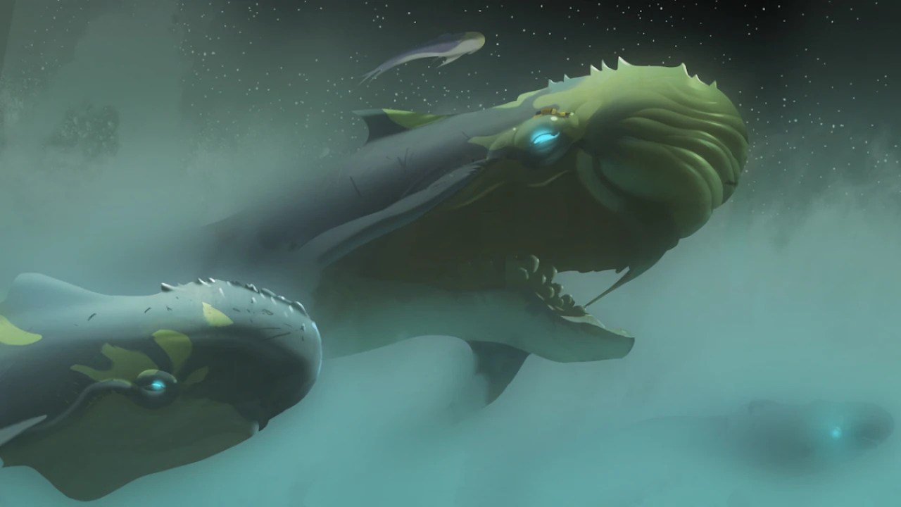 Whale-like space creatures known as "purrgils" in 'Star Wars Rebels'