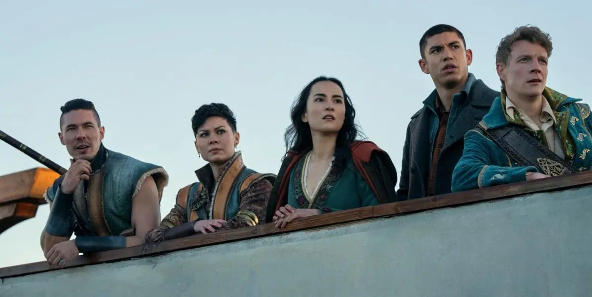 The crew of the Volkvony, made up of Tolya, Tamar, Alina, Mal and Sturmhond, in season two of Shadow and Bone of Netflix