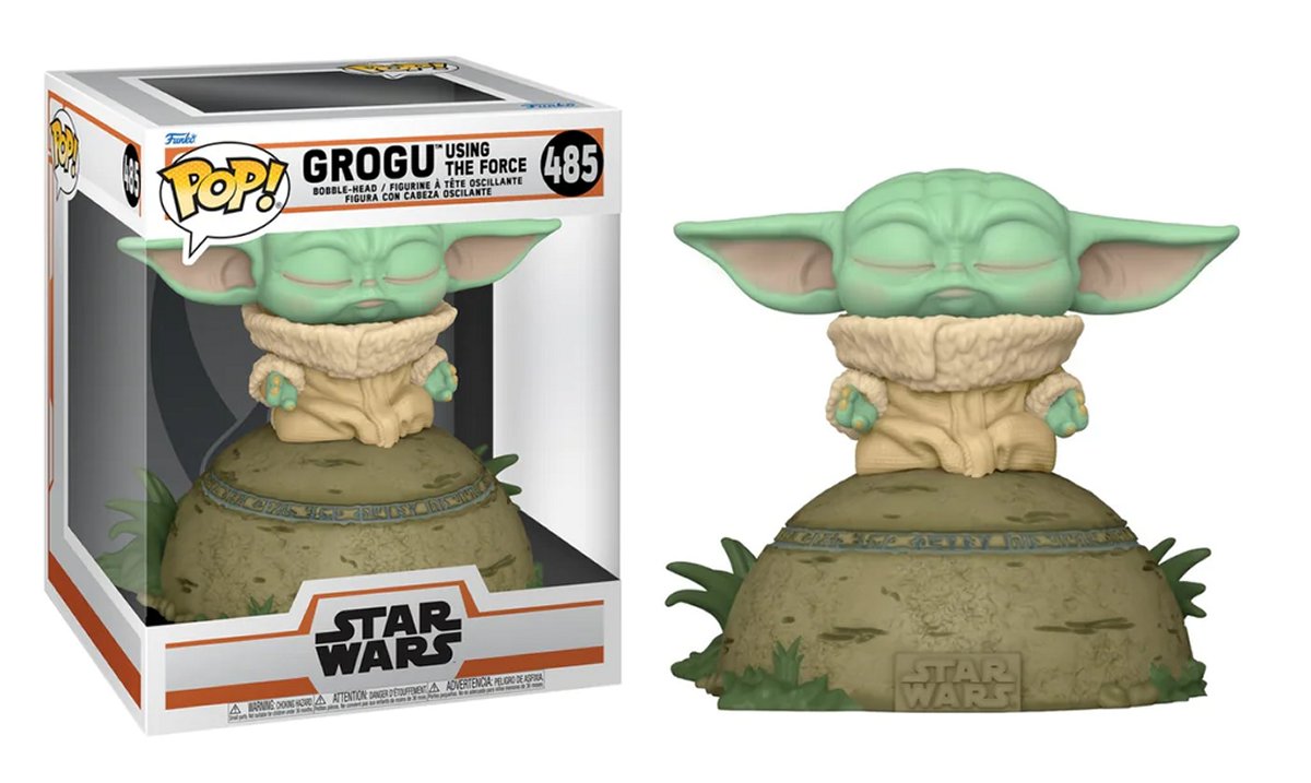 Grogu Using the Force Funko Pop, displayed in box and out of box