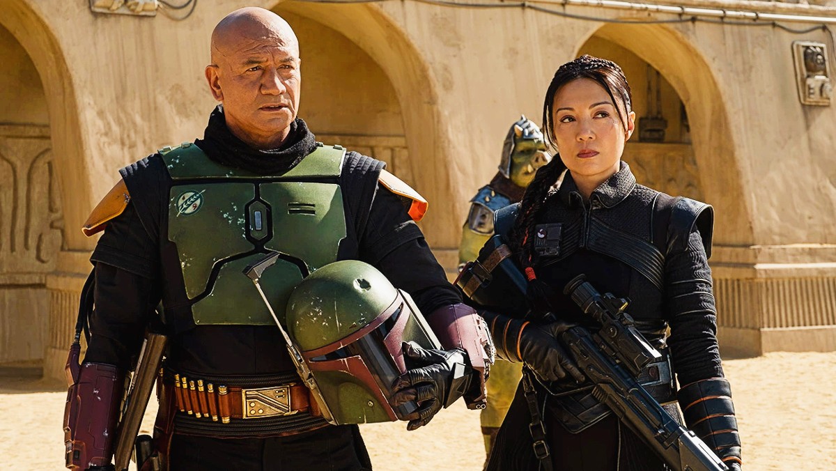 Temuera Morrison as Boba Fett and Ming-Na Went as Fennec Shand in The Book of Boba Fett