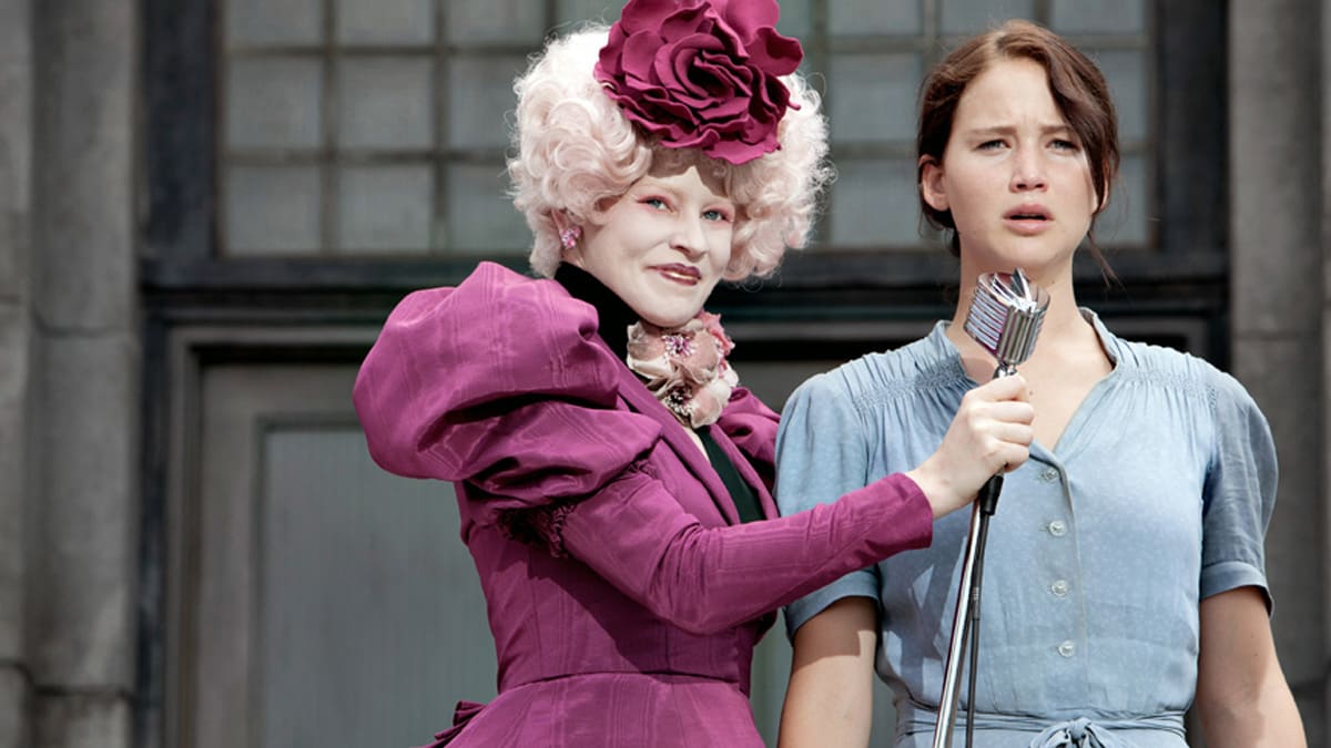 Katniss Everdeen, played by Jennifer Lawrence, volunteers as a tribute in the Hunger Games in the first movie of the saga