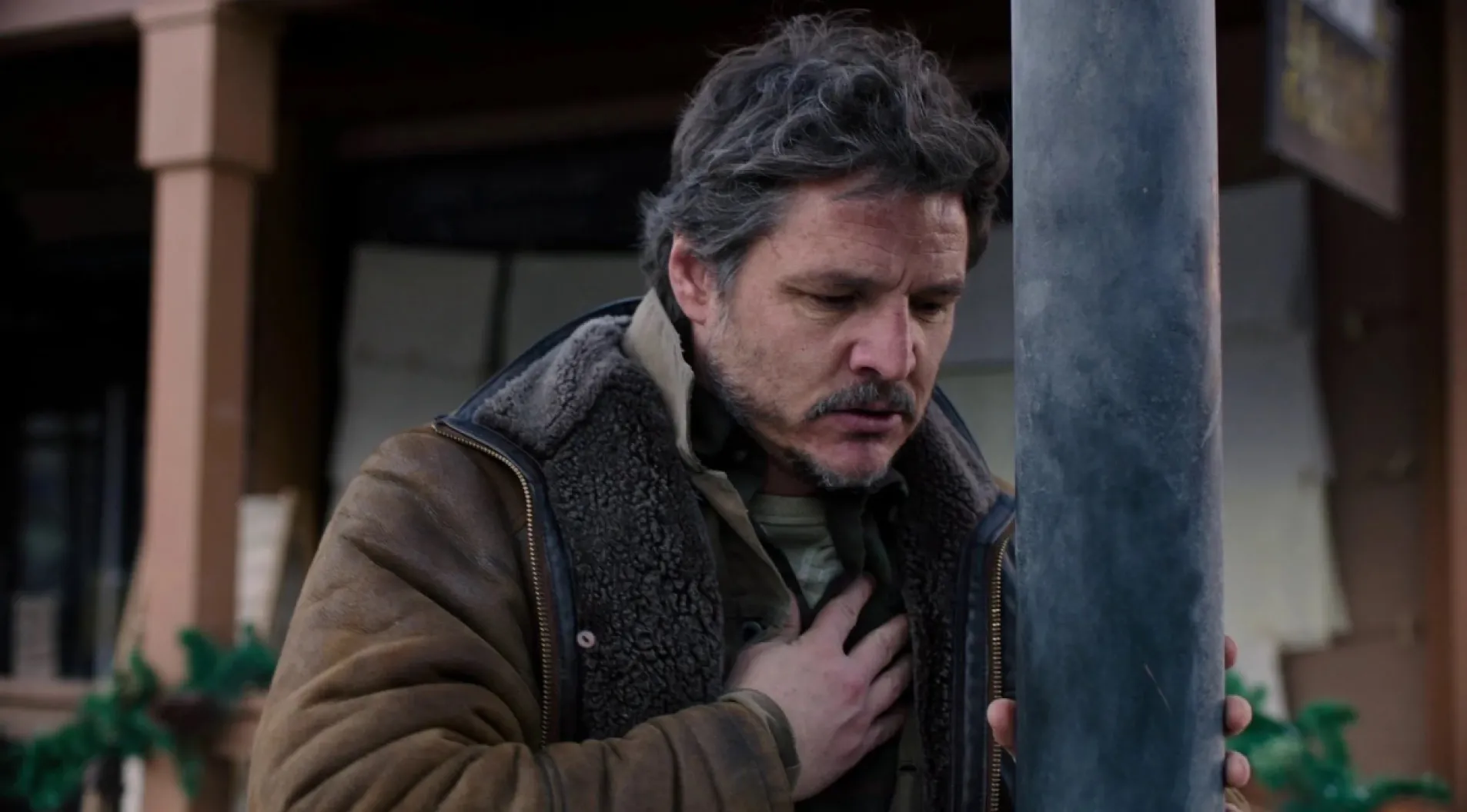 Pedro Pascal as Joel Miller seconds after becoming a viral meme in episode 6 of The Last of Us