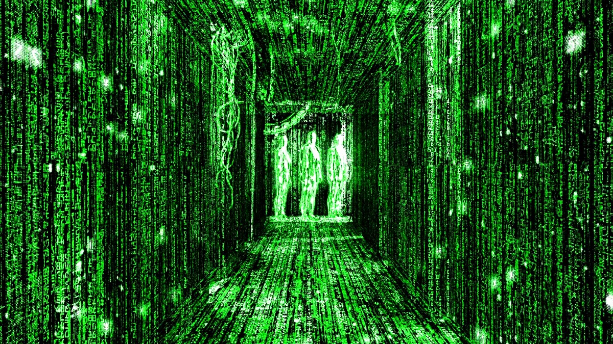 A.I.-created corridor of code in The Matrix