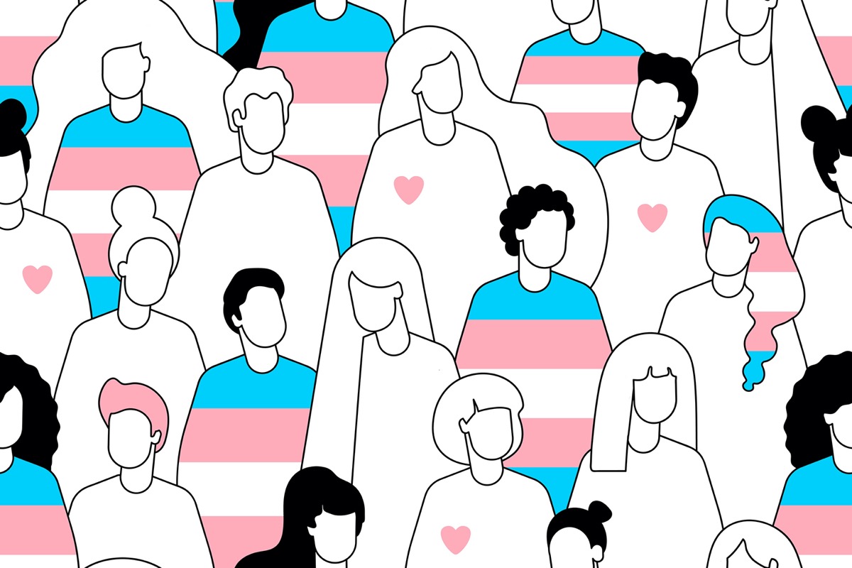 transgender crowd of people presented in a seamless pattern