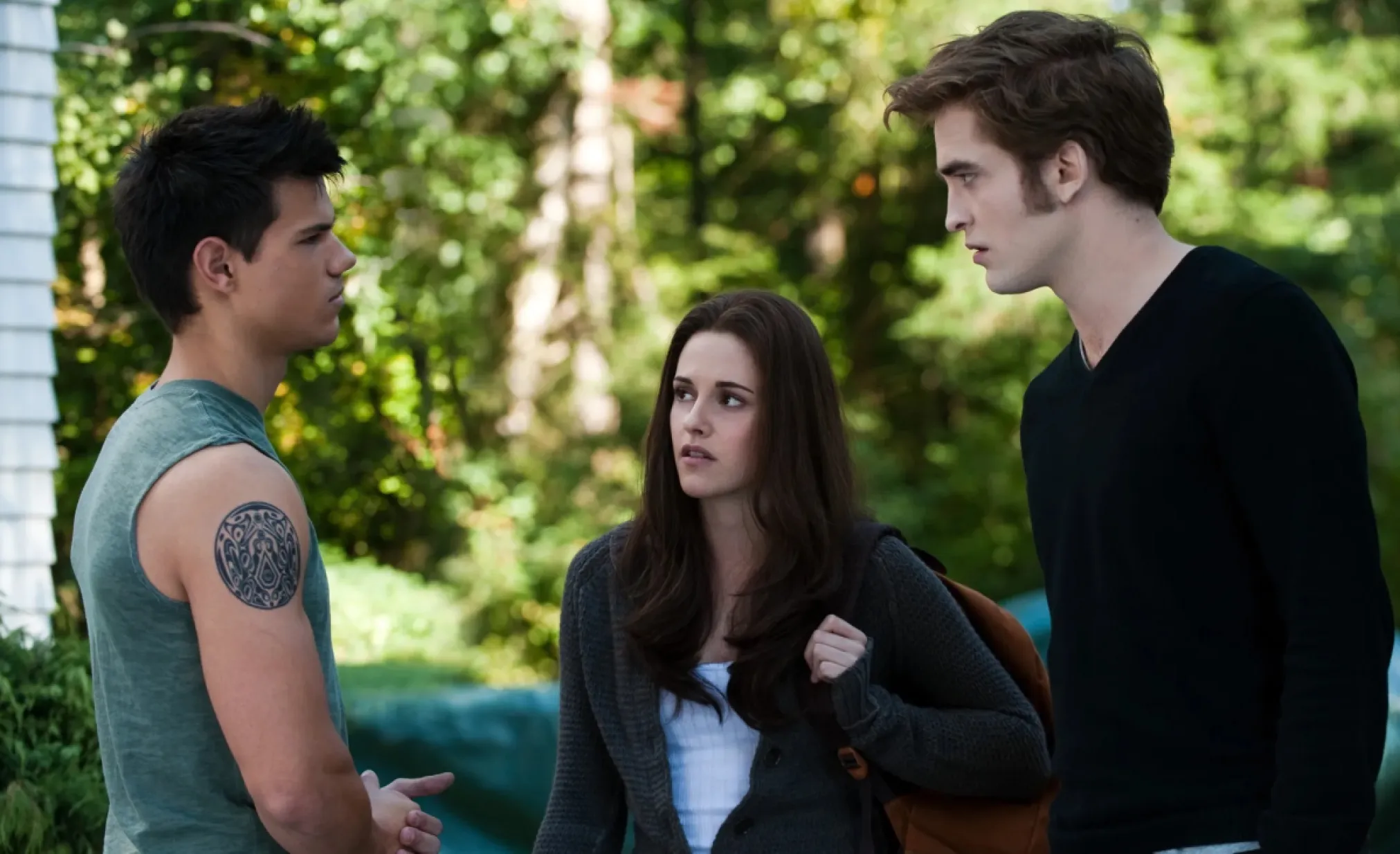 Edward Cullen and Jacob Black square up over Bella Swan in the third instalment of the Twilight Saga, Eclipse